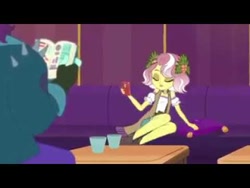 Size: 480x360 | Tagged: safe, screencap, character:vignette valencia, episode:inclement leather, g4, my little pony:equestria girls, cellphone, couch, cup, eyes closed, inclement leather: vignette valencia, my little pony, phone, pillow, rift axe, selfie, smartphone, table, vignette valencia