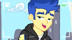 Size: 1280x720 | Tagged: safe, screencap, character:flash sentry, episode:best trends forever, g4, my little pony:equestria girls, clothing, cute, diasentres, handsome, hoodie, male, smiling
