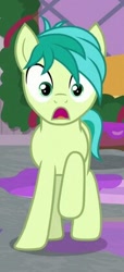 Size: 191x420 | Tagged: safe, screencap, character:sandbar, species:earth pony, species:pony, episode:the hearth's warming club, g4, my little pony: friendship is magic, cropped, male, raised hoof, shocked, solo