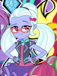 Size: 228x304 | Tagged: safe, screencap, character:sour sweet, character:sugarcoat, character:sunny flare, equestria girls:dance magic, g4, my little pony:equestria girls, cropped, looking at you, offscreen character, smiling, smirk, smug