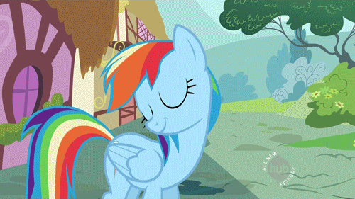 Size: 500x281 | Tagged: safe, screencap, character:rainbow dash, episode:the mysterious mare do well, g4, my little pony: friendship is magic, abuse, animated, bag, dashabuse, hub logo, loop, offscreen character, purse, slap