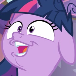 Size: 497x497 | Tagged: safe, screencap, character:twilight sparkle, character:twilight sparkle (alicorn), species:alicorn, species:pony, episode:a trivial pursuit, g4, my little pony: friendship is magic, derp, faec, floppy ears, hoers, messy mane, twilight snapple, twilight sparkle is best facemaker, twilynanas