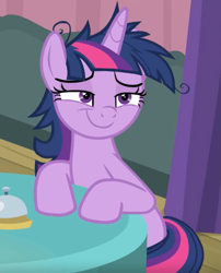 Size: 839x1037 | Tagged: safe, screencap, character:twilight sparkle, character:twilight sparkle (alicorn), species:alicorn, species:pony, episode:a trivial pursuit, g4, my little pony: friendship is magic, cropped, messy mane, solo, twilight snapple