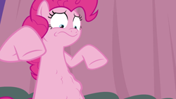 Size: 1920x1080 | Tagged: safe, screencap, character:pinkie pie, species:pony, episode:a trivial pursuit, g4, my little pony: friendship is magic, belly, hungry, stomach growl, stomach noise