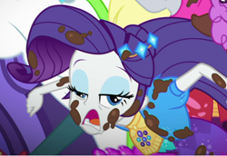Size: 1028x708 | Tagged: safe, screencap, character:rarity, episode:lost and pound, g4, my little pony:equestria girls, faec, great moments in animation, mud, muddy, out of context, solo focus