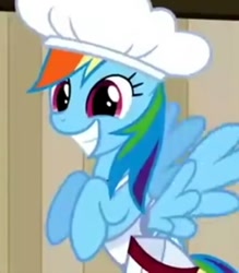 Size: 538x614 | Tagged: safe, screencap, character:rainbow dash, species:pegasus, species:pony, episode:the last roundup, g4, my little pony: friendship is magic, baker, cropped, cute, happy, solo