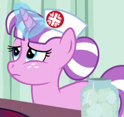 Size: 285x270 | Tagged: safe, screencap, character:nurse sweetheart, species:pony, species:unicorn, episode:between dark and dawn, g4, my little pony: friendship is magic, female, mare, race swap, solo