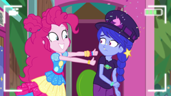 Size: 1280x720 | Tagged: safe, screencap, character:pinkie pie, episode:five lines you need to stand in, g4, my little pony:equestria girls, not luna, space camp (character), thumbs up