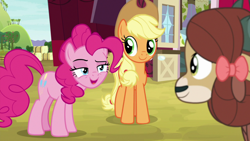 Size: 1920x1080 | Tagged: safe, screencap, character:applejack, character:pinkie pie, character:yona, episode:she's all yak, g4, my little pony: friendship is magic