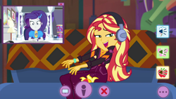 Size: 1920x1080 | Tagged: safe, screencap, character:rarity, character:sunset shimmer, episode:festival looks, g4, my little pony:equestria girls, female, gamer sunset