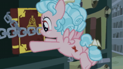 Size: 1920x1080 | Tagged: safe, screencap, character:cozy glow, species:pegasus, species:pony, episode:the summer sun setback, g4, my little pony: friendship is magic, animated, book, chains, cozy glow is not amused, female, filly, joke, library, logic, music, sound, webm
