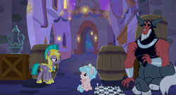 Size: 1920x1040 | Tagged: safe, screencap, character:cozy glow, character:lord tirek, character:queen chrysalis, character:vanguard cover, species:centaur, species:pegasus, species:pony, episode:the summer sun setback, g4, my little pony: friendship is magic, barrel, canterlot, chess, chess piece, chessboard, cloven hooves, disguise, disguised changeling, female, filly, guardsmare, male, mare, nose piercing, nose ring, piercing, royal guard