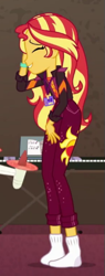 Size: 195x514 | Tagged: safe, screencap, character:sunset shimmer, episode:how to backstage, g4, my little pony:equestria girls, clothing, cropped, eyes closed, female, missing shoes, socks, solo