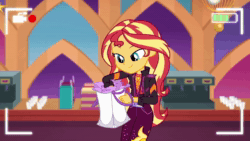 Size: 1920x1080 | Tagged: safe, screencap, character:sunset shimmer, episode:how to backstage, g4, my little pony:equestria girls, animated, clothing, socks, sound, webm