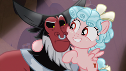 Size: 1920x1080 | Tagged: safe, screencap, character:cozy glow, character:lord tirek, species:centaur, species:pegasus, species:pony, episode:frenemies, g4, my little pony: friendship is magic, cheek squish, cheek to cheek, cozy glow is best facemaker, cozybetes, cute, duo, female, filly, foal, grin, male, nose piercing, nose ring, piercing, smiling, squishy cheeks