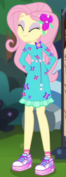 Size: 262x700 | Tagged: safe, screencap, character:fluttershy, episode:lost and pound, g4, my little pony:equestria girls, cropped, cute, geode of fauna, happy, happyshy, lost and pound: fluttershy, magical geodes, shoes, shyabetes, sneakers