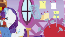 Size: 1920x1080 | Tagged: safe, screencap, character:rarity, species:pony, episode:dragon dropped, g4, my little pony: friendship is magic, animated, glasses, glasses rarity, pincushion, pins, rarity's glasses, sewing machine, sewing needle, sound, webm