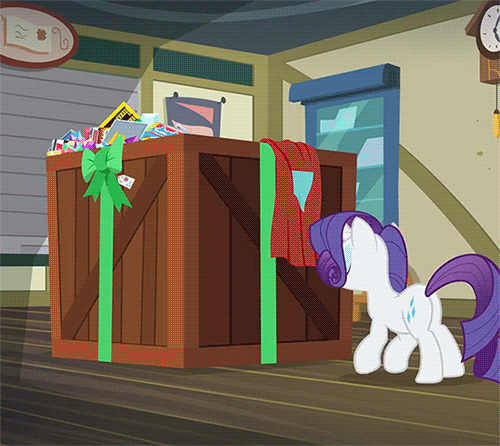 Size: 500x446 | Tagged: safe, screencap, character:gabby, character:rarity, species:griffon, species:pony, species:unicorn, episode:dragon dropped, g4, my little pony: friendship is magic, animated, behaving like a cat, butt, cropped, cute, gif, plot, post office, raribetes, solo focus