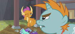 Size: 1305x601 | Tagged: safe, screencap, character:smolder, character:snips, species:dragon, species:pony, species:unicorn, episode:2-4-6 greaaat, colt, dragoness, female, male, nudity
