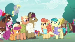 Size: 1920x1080 | Tagged: safe, screencap, character:aunt holiday, character:auntie lofty, character:babs seed, character:cheerilee, character:derpy hooves, character:mane allgood, character:pipsqueak, character:scootaloo, character:snap shutter, character:trouble shoes, character:twist, species:earth pony, species:pegasus, species:pony, episode:the last crusade, g4, my little pony: friendship is magic, colt, male