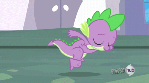 Size: 500x281 | Tagged: safe, screencap, character:spike, species:dragon, episode:the crystal empire, g4, my little pony: friendship is magic, 'new', animated, ballet, canterlot, cute, dancing, eyes closed, hub logo, jumping, majestic as fuck, male, silly, solo, spikabetes, window