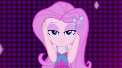 Size: 1920x1080 | Tagged: safe, screencap, character:fluttershy, episode:i'm on a yacht, g4, my little pony:equestria girls, adorasexy, bedroom eyes, cute, geode of fauna, lidded eyes, looking at you, magical geodes, neon eg logo, seductive, sexy, smiling, solo, stupid sexy fluttershy