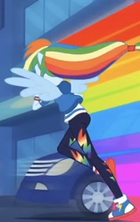 Size: 412x654 | Tagged: safe, screencap, character:rainbow dash, episode:run to break free, g4, my little pony:equestria girls, converse, ponied up, rainbutt dash, shoes, solo