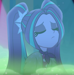 Size: 666x677 | Tagged: safe, screencap, character:aria blaze, episode:find the magic, g4, my little pony:equestria girls, cropped, eyes closed, female