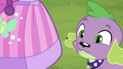 Size: 1280x720 | Tagged: safe, screencap, character:spike, character:spike (dog), species:dog, episode:the road less scheduled, g4, my little pony:equestria girls, male, spike's dog collar, the road less scheduled: fluttershy
