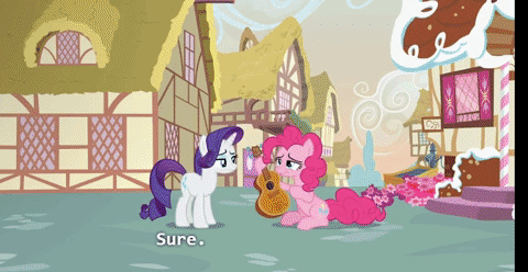 Size: 480x248 | Tagged: safe, screencap, character:pinkie pie, character:rarity, species:pony, episode:honest apple, g4, my little pony: friendship is magic, animated, badass, fire, guitar, guitarity, hardcore, heavy metal, musical instrument, subtitles