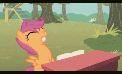 Size: 396x240 | Tagged: safe, screencap, character:scootaloo, species:pegasus, species:pony, episode:the show stoppers, g4, my little pony: friendship is magic, animated, clubhouse, crusaders clubhouse, eyes closed, female, filly, majestic as fuck, musical instrument, piano, picture for breezies