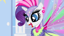 Size: 1920x1080 | Tagged: safe, screencap, character:rainbow dash, character:rarity, species:pegasus, species:pony, species:unicorn, episode:sonic rainboom, g4, my little pony: friendship is magic, animated, cute, dashabetes, female, gossamer wings, mare, scared, scaredy dash, shivering, sound, webm, wings