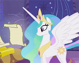 Size: 270x216 | Tagged: safe, screencap, character:princess celestia, species:alicorn, species:pony, episode:griffon the brush-off, animated, gif, scroll, solo