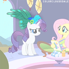 Size: 240x240 | Tagged: safe, screencap, character:fluttershy, character:rarity, species:pegasus, species:pony, species:unicorn, episode:green isn't your color, g4, my little pony: friendship is magic, animated, gif