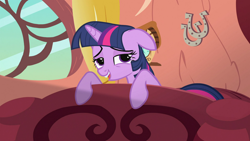 Size: 1920x1080 | Tagged: safe, screencap, character:twilight sparkle, character:twilight sparkle (unicorn), species:pony, species:unicorn, episode:secret of my excess, g4, my little pony: friendship is magic, bed, female, golden oaks library, mare, solo