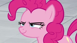 Size: 1920x1080 | Tagged: safe, screencap, character:pinkie pie, species:pony, episode:the last laugh, g4, my little pony: friendship is magic, evil smirk, narrowed eyes, smiling, smirk, solo