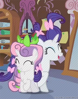 Size: 266x336 | Tagged: safe, screencap, character:rarity, character:spike, character:sweetie belle, species:dragon, species:pony, species:unicorn, episode:sisterhooves social, g4, my little pony: friendship is magic, animated, gif