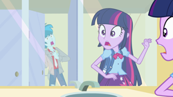 Size: 1920x1080 | Tagged: safe, screencap, character:twilight sparkle, equestria girls:equestria girls, g4, my little pony:equestria girls, background human, bathroom, female, male, restroom, this strange world, thunderbass