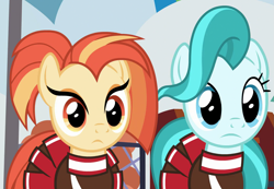 Size: 1311x906 | Tagged: safe, screencap, character:lighthoof, character:shimmy shake, species:earth pony, species:pony, episode:2-4-6 greaaat, clothing, cropped, cute, female, mare, pleated skirt, ponytail, school of friendship, skirt
