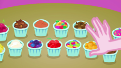 Size: 1280x720 | Tagged: safe, screencap, character:pinkie pie, episode:tip toppings, g4, my little pony:equestria girls, candy, cherry, chocolate, food, hand, jelly beans, sprinkles, strawberry, tip toppings: twilight sparkle, toppings