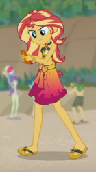 Size: 282x502 | Tagged: safe, screencap, character:paisley, character:sandalwood, character:starlight, character:sunset shimmer, episode:x marks the spot, g4, my little pony:equestria girls, bikini, clothing, feet, male, male feet, sandals, sarong, sleeveless, starlight, swimsuit