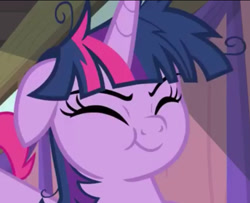 Size: 596x484 | Tagged: safe, screencap, character:pinkie pie, character:twilight sparkle, character:twilight sparkle (alicorn), species:alicorn, species:pony, episode:a trivial pursuit, g4, my little pony: friendship is magic, cute, eyes closed, floppy ears, head only, messy mane, solo focus, twiabetes, twiggy piggy, twilynanas, twimerp