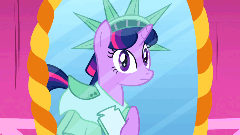Size: 843x476 | Tagged: safe, screencap, character:twilight sparkle, episode:friendship is magic, g4, my little pony: friendship is magic, alternate hairstyle, animated, clothing, dress, gem saddle twilight, not poofy enough, outfit, saddle, solo, tack, too frilly, too green, too poofy, too shiny, too yellow