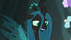 Size: 1920x1080 | Tagged: safe, screencap, character:queen chrysalis, species:changeling, episode:frenemies, g4, my little pony: friendship is magic, changeling queen, female, smiling, solo, when she smiles