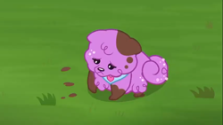 Size: 1366x768 | Tagged: safe, screencap, species:dog, episode:lost and pound, g4, my little pony:equestria girls, cute, female, mud, muddy, princess thunder guts, puppy, sad, solo