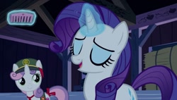 Size: 1903x1080 | Tagged: safe, screencap, character:rarity, character:sweetie belle, species:pony, species:unicorn, episode:28 pranks later, g4, my little pony: friendship is magic, hairbrush