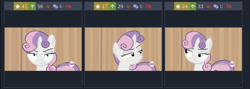 Size: 1334x476 | Tagged: safe, screencap, character:sweetie belle, species:pony, species:unicorn, derpibooru, episode:for whom the sweetie belle toils, all new, angry, female, filly, hub logo, meta, solo, sweetie belle is not amused, text, unamused