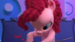 Size: 800x450 | Tagged: safe, screencap, character:pinkie pie, species:pony, 3d, animation error, clipping, hello pinkie pie, oops