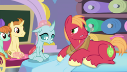 Size: 1920x1080 | Tagged: safe, screencap, character:big mcintosh, character:golden crust, character:ocellus, character:peppermint goldylinks, species:changedling, episode:a horse shoe-in, g4, my little pony: friendship is magic, friendship student, school of friendship, sewing