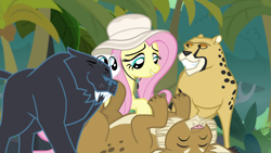 Size: 1920x1080 | Tagged: safe, screencap, character:fluttershy, episode:daring doubt, g4, my little pony: friendship is magic, animal, bellyrubs